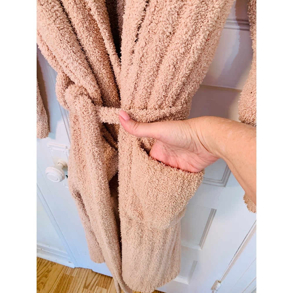 Pottery‎ Barn Teddy Bear Cozy Ribbed Robe Blush Pink Plush Shawl Collar / Medium - Picture 9 of 13